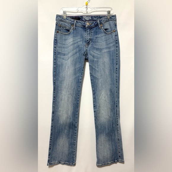 Wrangler Rock 47 Low Rise Bootcut Jeans Embellished Cowgirl Western Size 9/10 - Picture 13 of 14
